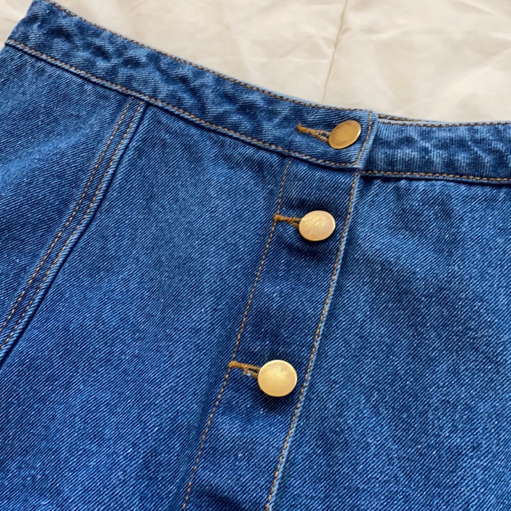 Button Front Jean Skirt - Picture 2 of 4